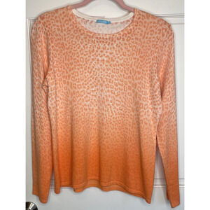 J. MCLAUGHLIN Women's Ombre Orange Leopard Sweater Size M Cotton Modal Blend